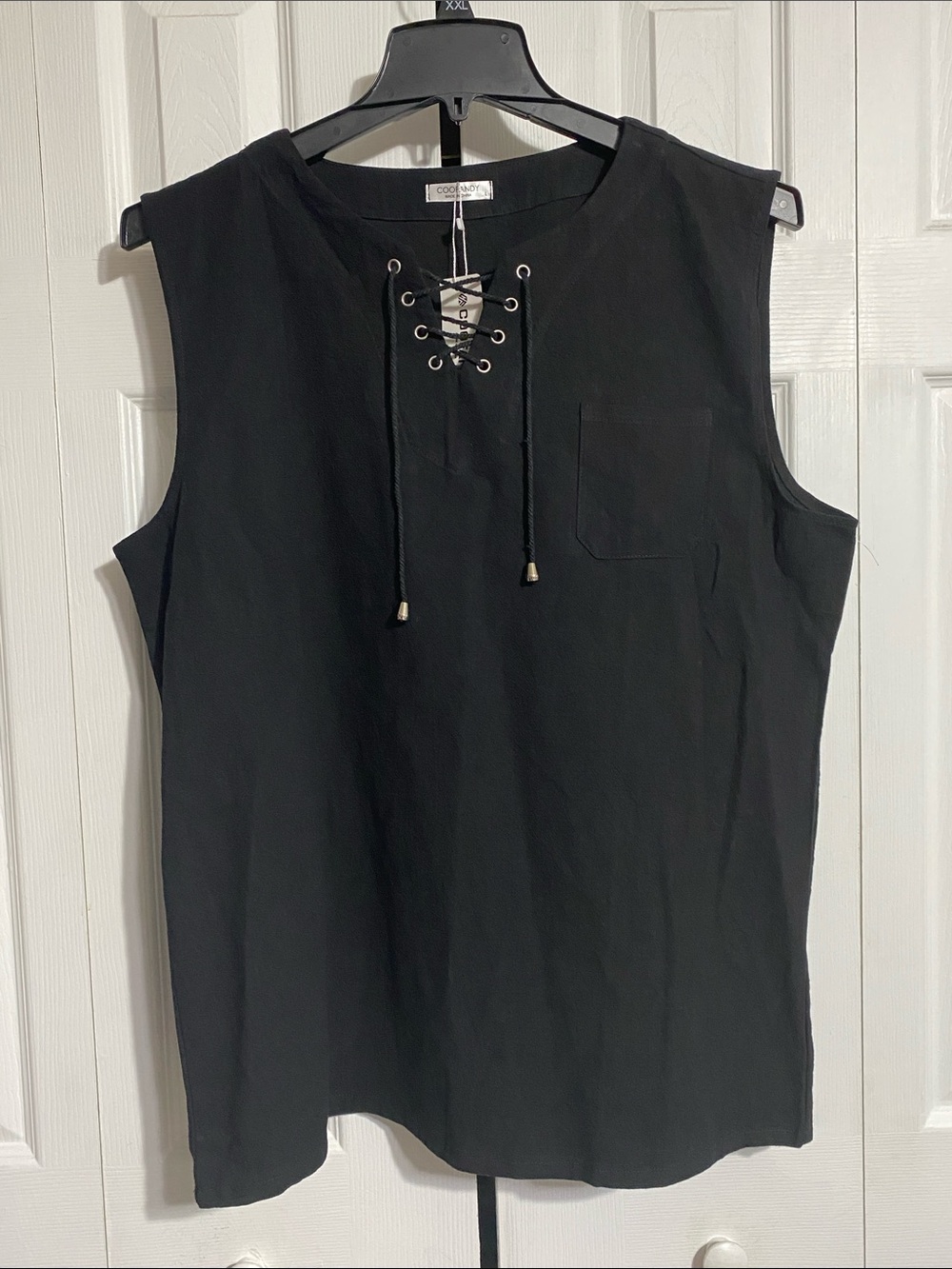 Coofandy NWT black cotton Sleeveless top shirt size LARGE